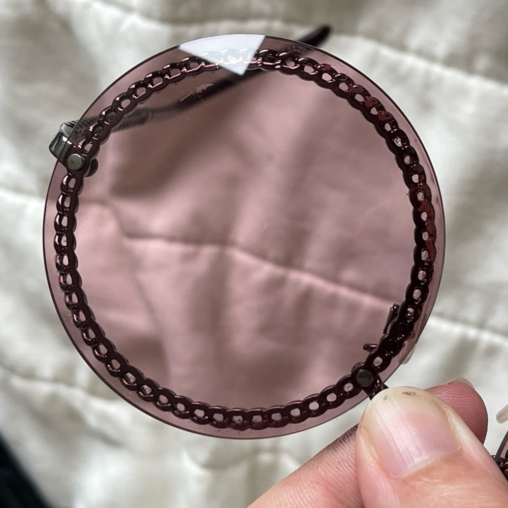 Chanel Silver Tone/Pink 4245 Chain Detail Round Sunglasses - Picture 6 of 14